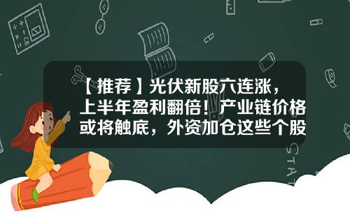 【推荐】光伏新股六连涨，上半年盈利翻倍！产业链价格或将触底，外资加仓这些个股-热门股票资讯
