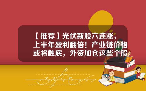 【推荐】光伏新股六连涨，上半年盈利翻倍！产业链价格或将触底，外资加仓这些个股-W股票资讯