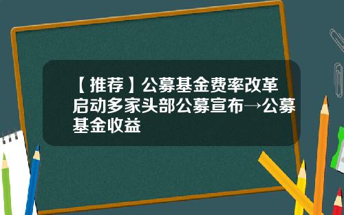 【推荐】公募基金费率改革启动多家头部公募宣布→公募基金收益