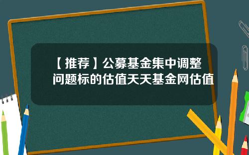 【推荐】公募基金集中调整问题标的估值天天基金网估值