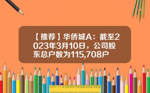 【推荐】华侨城A：截至2023年3月10日，公司股东总户数为115,708户-a有限责任公司有四位股东