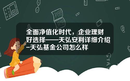 全面净值化时代，企业理财好选择——天弘安利详细介绍-天弘基金公司怎么样