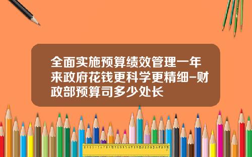 全面实施预算绩效管理一年来政府花钱更科学更精细-财政部预算司多少处长