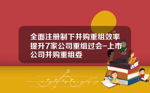 全面注册制下并购重组效率提升7家公司重组过会-上市公司并购重组委
