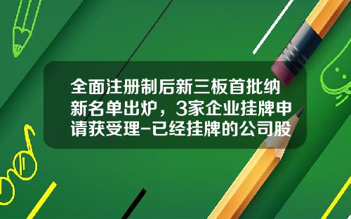 全面注册制后新三板首批纳新名单出炉，3家企业挂牌申请获受理-已经挂牌的公司股东人数由200人