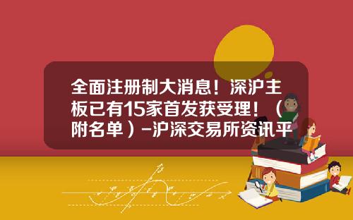全面注册制大消息！深沪主板已有15家首发获受理！（附名单）-沪深交易所资讯平台有哪些股票