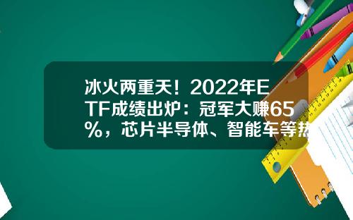 冰火两重天！2022年ETF成绩出炉：冠军大赚65%，芯片半导体、智能车等热门赛道普跌，更有2只ETF亏超40%-基金涨幅排行【新闻】.