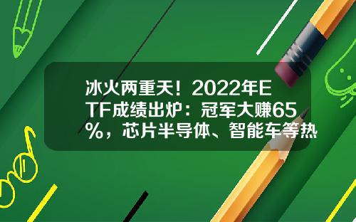 冰火两重天！2022年ETF成绩出炉：冠军大赚65%，芯片半导体、智能车等热门赛道普跌，更有2只ETF亏超40%-et基金【新闻】.