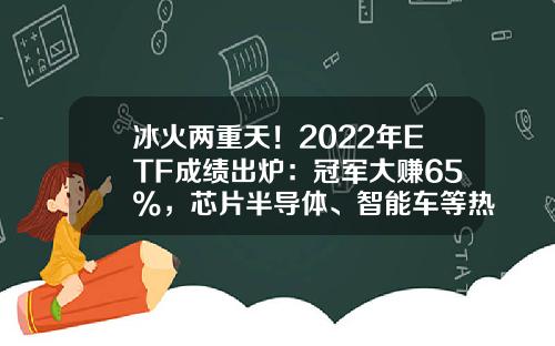 冰火两重天！2022年ETF成绩出炉：冠军大赚65%，芯片半导体、智能车等热门赛道普跌，更有2只ETF亏超40%-etf基金收益怎么样【新闻】.