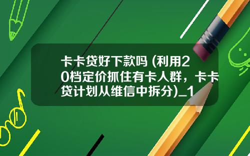 卡卡贷好下款吗 (利用20档定价抓住有卡人群，卡卡贷计划从维信中拆分)_1