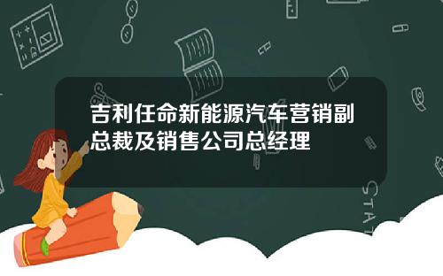 吉利任命新能源汽车营销副总裁及销售公司总经理