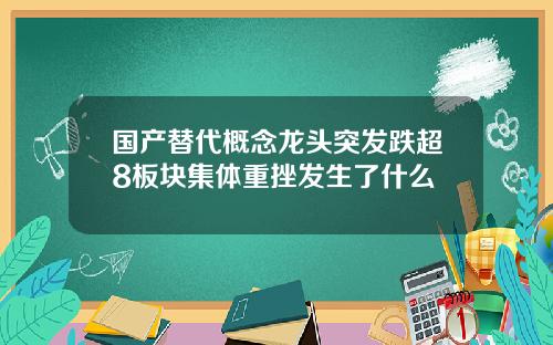 国产替代概念龙头突发跌超8板块集体重挫发生了什么