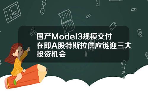 国产Model3规模交付在即A股特斯拉供应链迎三大投资机会