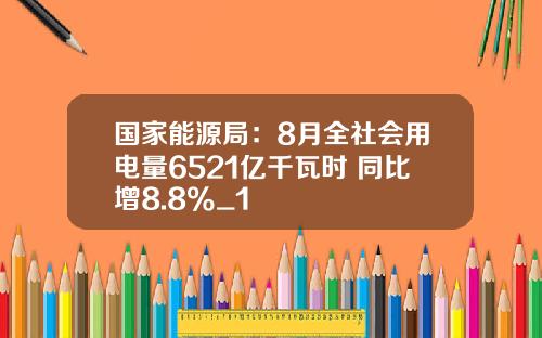 国家能源局：8月全社会用电量6521亿千瓦时 同比增8.8%_1