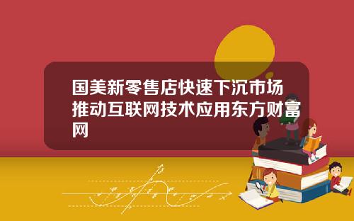 国美新零售店快速下沉市场推动互联网技术应用东方财富网