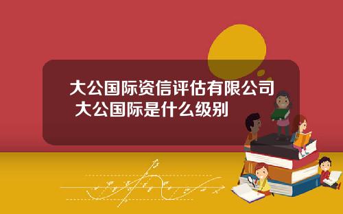 大公国际资信评估有限公司 大公国际是什么级别