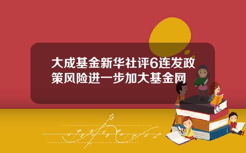 大成基金新华社评6连发政策风险进一步加大基金网