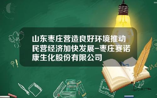 山东枣庄营造良好环境推动民营经济加快发展-枣庄赛诺康生化股份有限公司