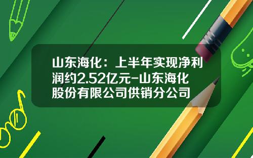 山东海化：上半年实现净利润约2.52亿元-山东海化股份有限公司供销分公司