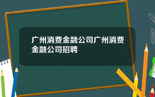 广州消费金融公司广州消费金融公司招聘