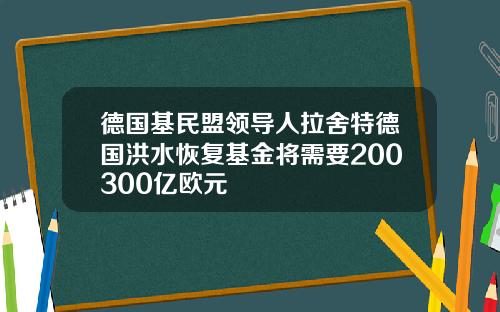 德国基民盟领导人拉舍特德国洪水恢复基金将需要200300亿欧元