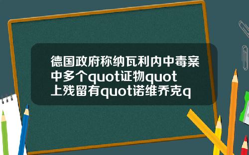 德国政府称纳瓦利内中毒案中多个quot证物quot上残留有quot诺维乔克quot毒剂