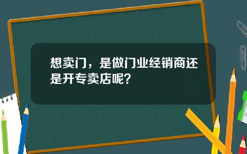 想卖门，是做门业经销商还是开专卖店呢？