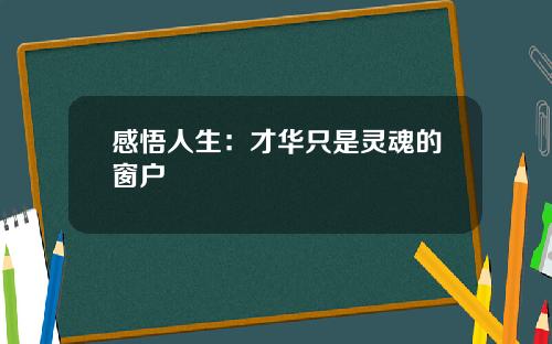 感悟人生：才华只是灵魂的窗户