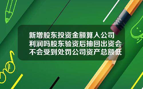 新增股东投资金额算入公司利润吗股东验资后抽回出资会不会受到处罚公司资产总额低于注册资本能否分配赚取的利润