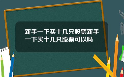 新手一下买十几只股票新手一下买十几只股票可以吗