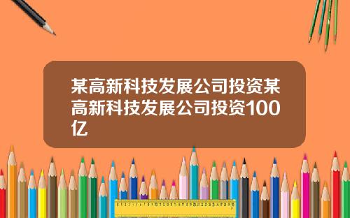 某高新科技发展公司投资某高新科技发展公司投资100亿