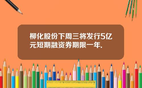 柳化股份下周三将发行5亿元短期融资券期限一年.
