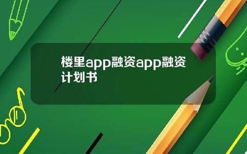 楼里app融资app融资计划书