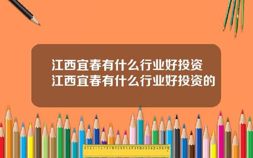 江西宜春有什么行业好投资江西宜春有什么行业好投资的