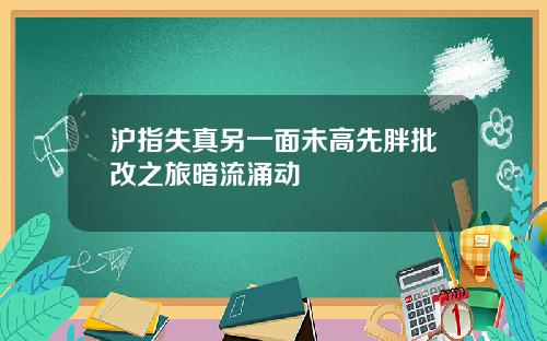 沪指失真另一面未高先胖批改之旅暗流涌动