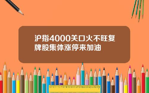 沪指4000关口火不旺复牌股集体涨停来加油