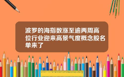 波罗的海指数涨至逾两周高位行业迎来高景气度概念股名单来了