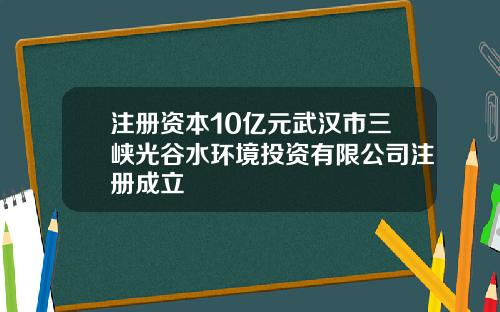 注册资本10亿元武汉市三峡光谷水环境投资有限公司注册成立