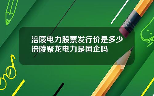 涪陵电力股票发行价是多少涪陵聚龙电力是国企吗