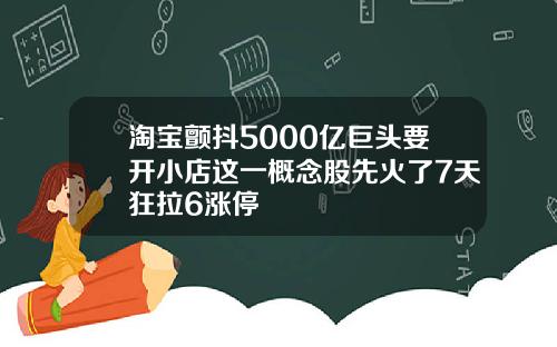 淘宝颤抖5000亿巨头要开小店这一概念股先火了7天狂拉6涨停