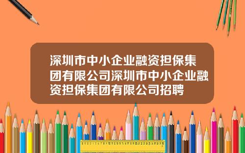 深圳市中小企业融资担保集团有限公司深圳市中小企业融资担保集团有限公司招聘