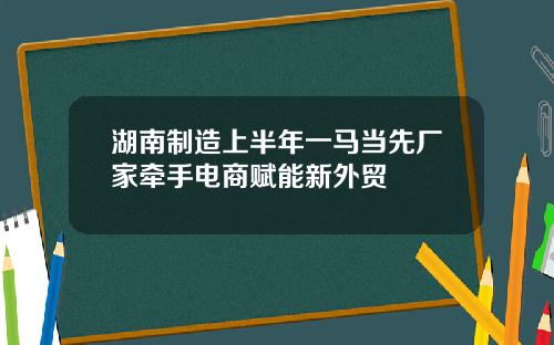 湖南制造上半年一马当先厂家牵手电商赋能新外贸