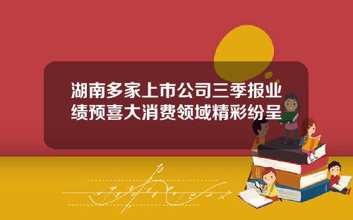 湖南多家上市公司三季报业绩预喜大消费领域精彩纷呈