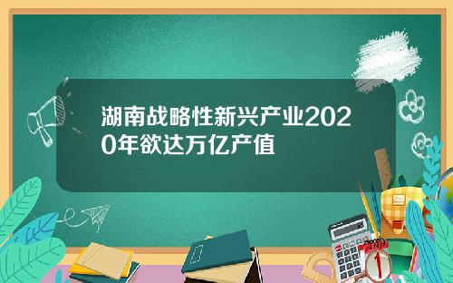 湖南战略性新兴产业2020年欲达万亿产值