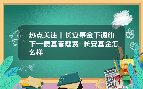 热点关注丨长安基金下调旗下一债基管理费-长安基金怎么样