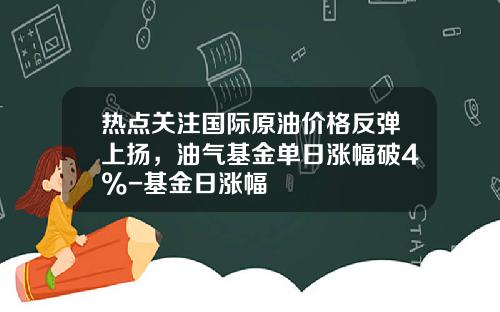 热点关注国际原油价格反弹上扬，油气基金单日涨幅破4%-基金日涨幅