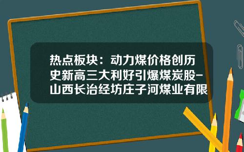 热点板块：动力煤价格创历史新高三大利好引爆煤炭股-山西长治经坊庄子河煤业有限公司