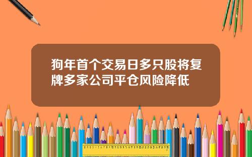 狗年首个交易日多只股将复牌多家公司平仓风险降低