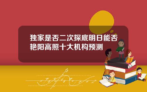 独家是否二次探底明日能否艳阳高照十大机构预测