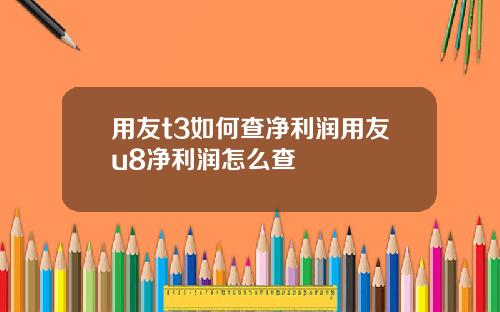用友t3如何查净利润用友u8净利润怎么查
